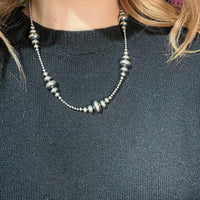20 inch 3 - 14mm Rondelle Navajo Pearl Sterling Silver Necklace - Country Lace Boutique