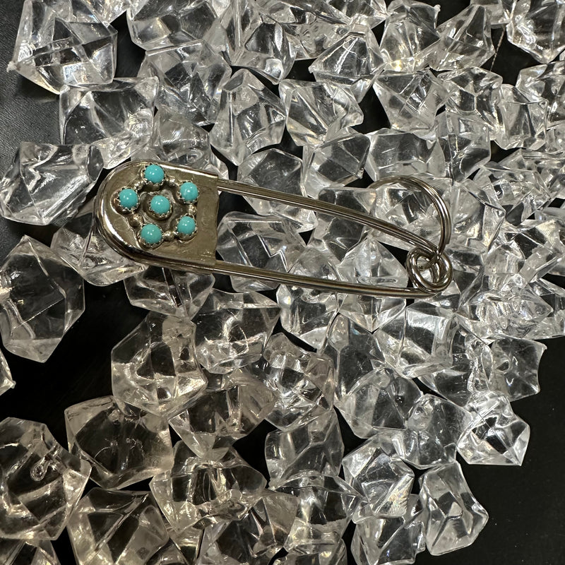 Turquoise Safety Pin Keychain