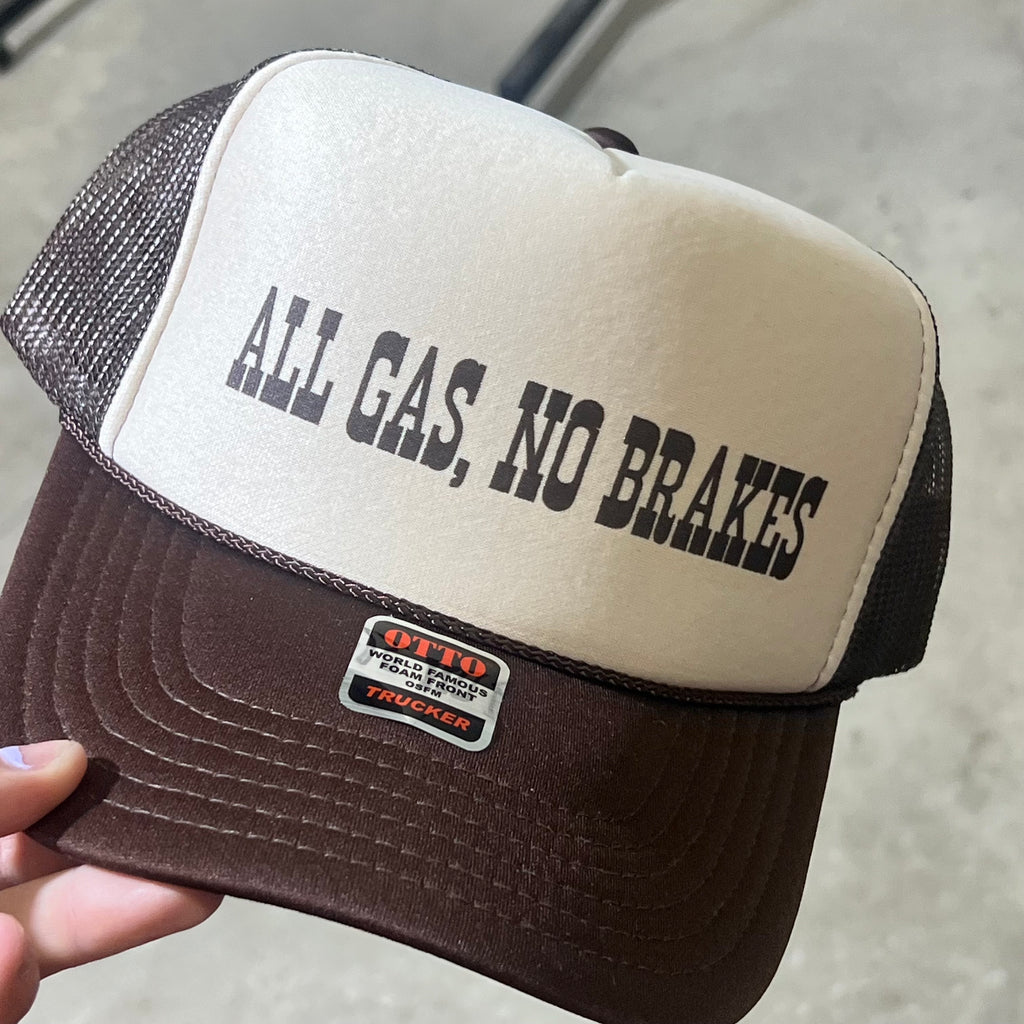 Brown All Gas, No Brakes Trucker Cap