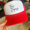 Tan & Tipsy Red & White Trucker Cap