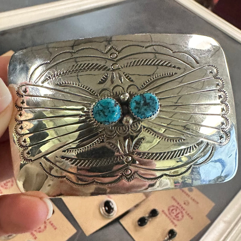 Sterling Silver with Turquoise Belt Buckle