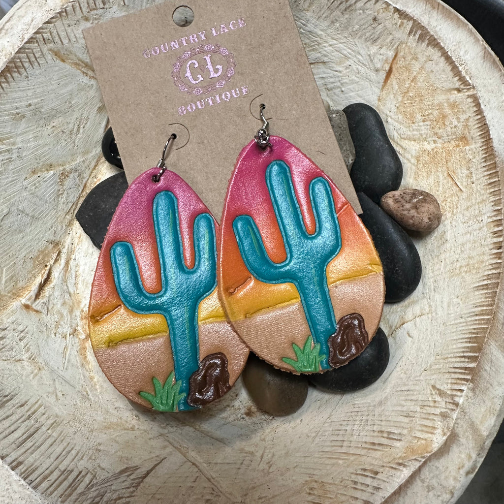Catus Scene Leather French Hook Genuine Earring