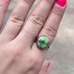 Round Green Turquoise Genuine Ring