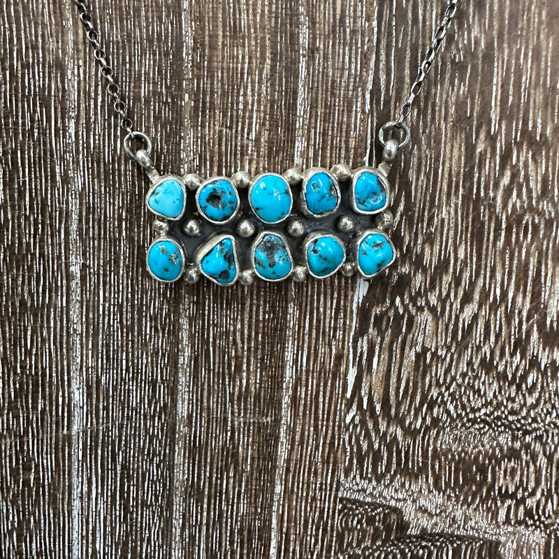 Dainty 10 Stone Turquoise Genuine Necklace