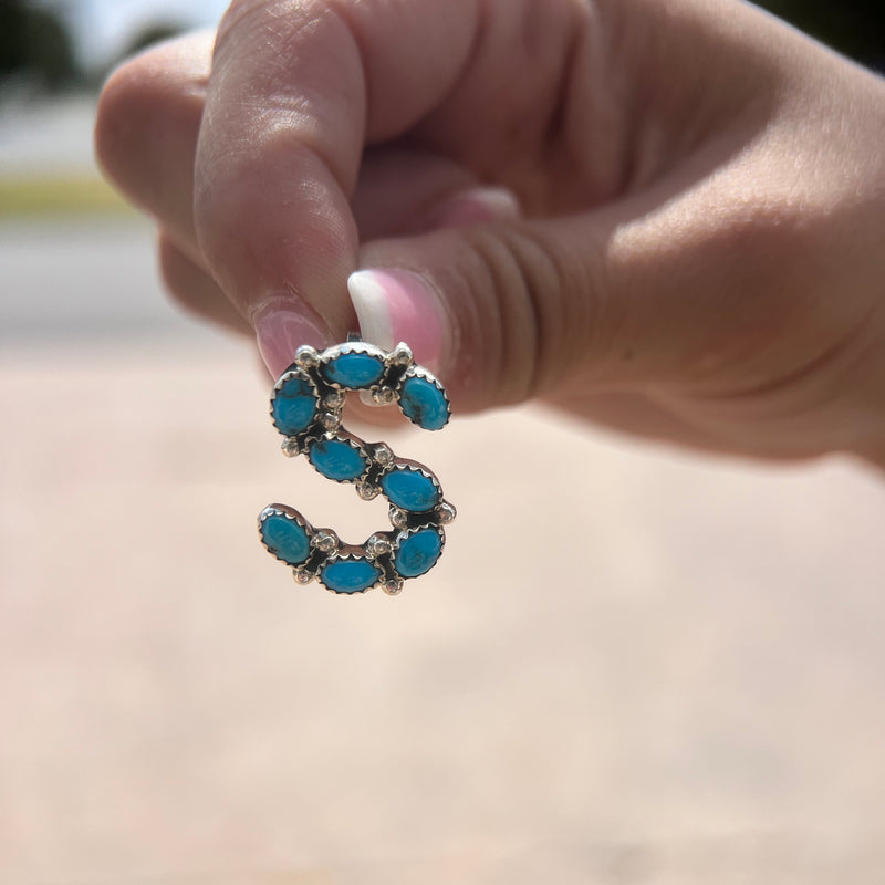 S Turquoise Initial Genuine Necklace Pendant