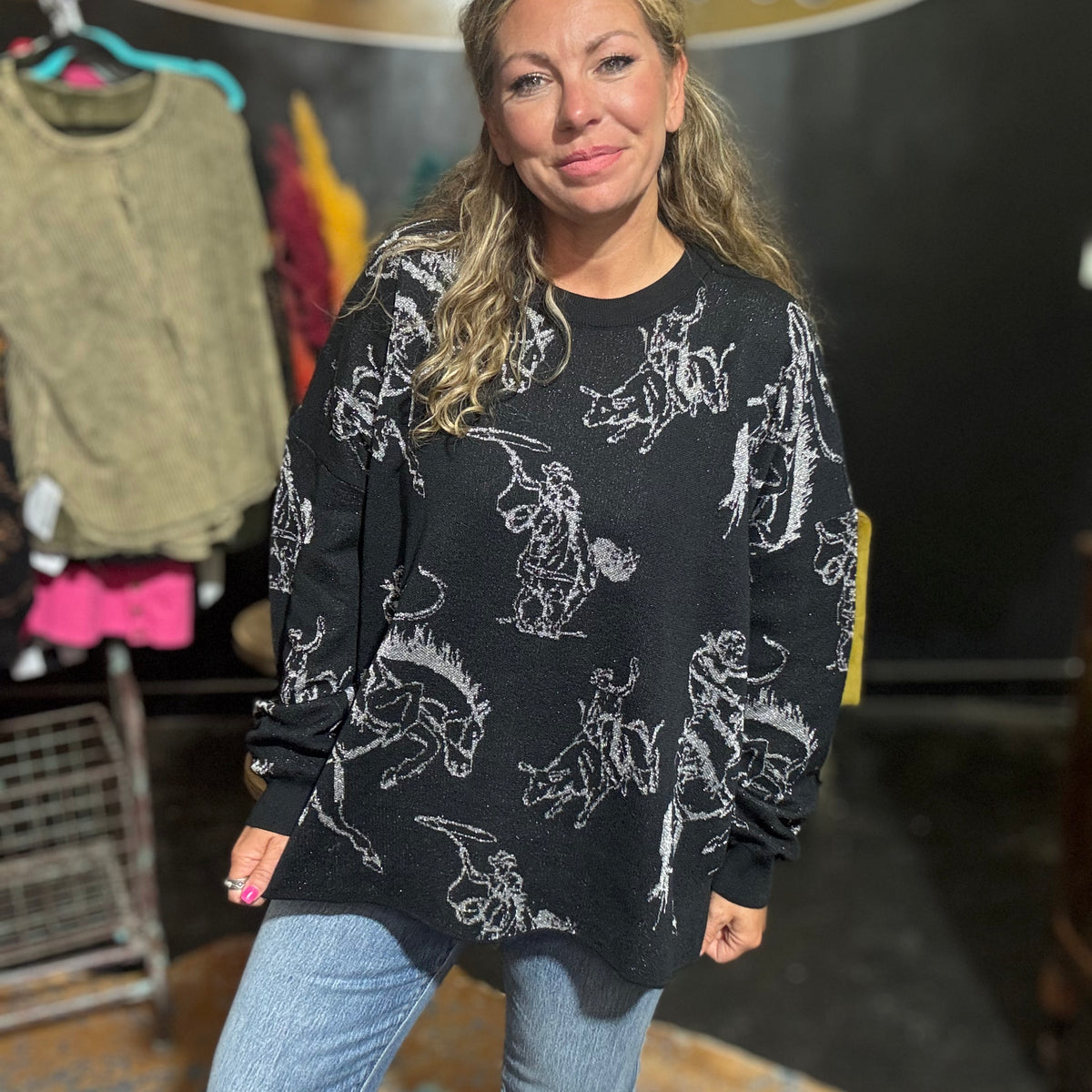 blacksilversparklewesternsweater