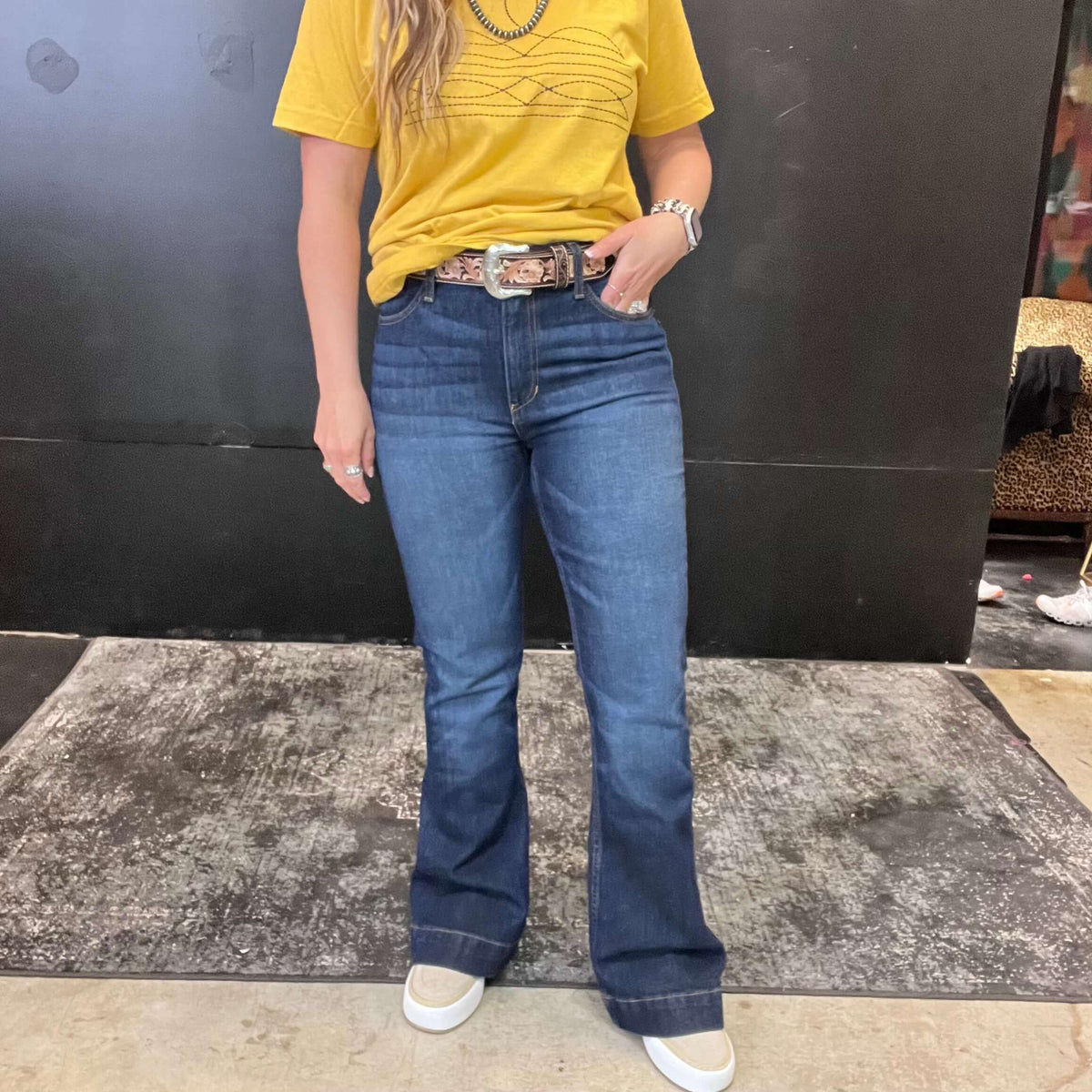 Jennifer Dark Denim Kimes Ranch Jeans 1