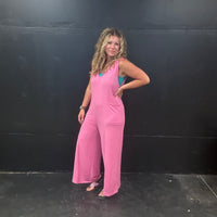 Pink Sleeveless Romper Jumpsuit w/ Pcokets78