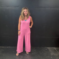 Pink Sleeveless Romper Jumpsuit w/ Pcokets88