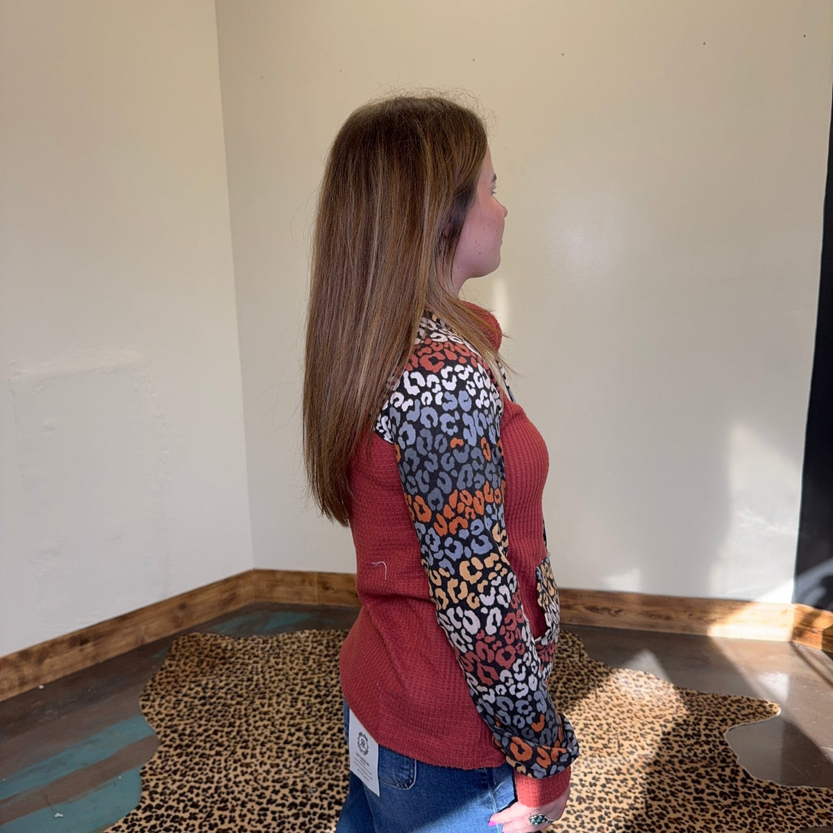 Animal Print Turtle Neck Puller Over w/ Front Pocket Shirt - Country Lace Boutique