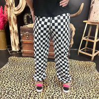 Around The Track Checkered Joggers - Country Lace Boutique
