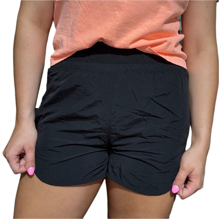 Black High Waisted Nylon Athletic Shorts w/Pockets - Country Lace Boutique