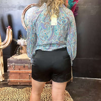 Black Silky with Tie Belt Shorts - Country Lace Boutique