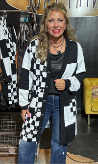 blackandwhitecheckeredwesterncardigan