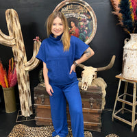 Blue Waffle Dolman Sleeve Top - Country Lace Boutique