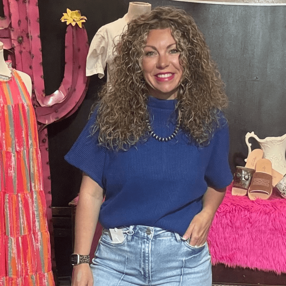 Blue Waffle Dolman Sleeve Top - Country Lace Boutique