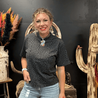 Boxy Black Animal Print Crop Top - Country Lace Boutique