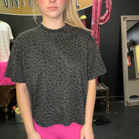 Boxy Black Animal Print Crop Top - Country Lace Boutique