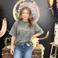 Boxy Vintage Camo Crop Top - Country Lace Boutique