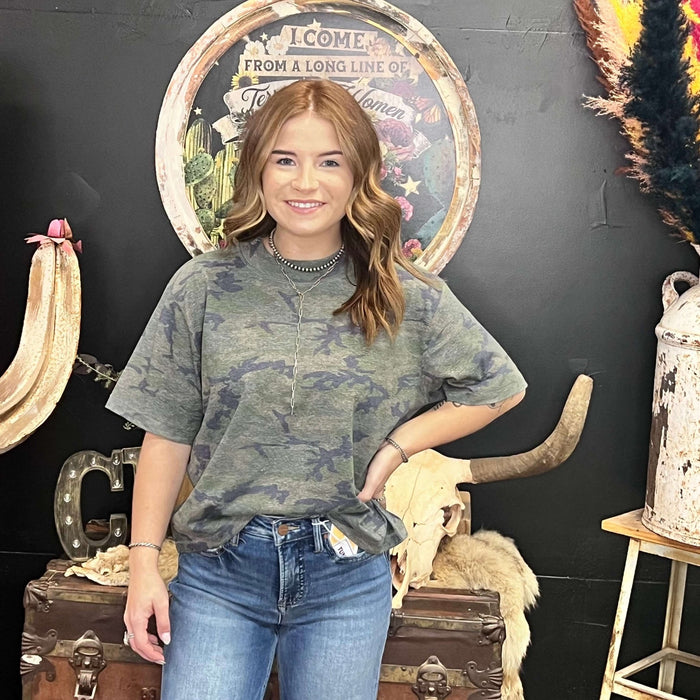 Boxy Vintage Camo Crop Top - Country Lace Boutique