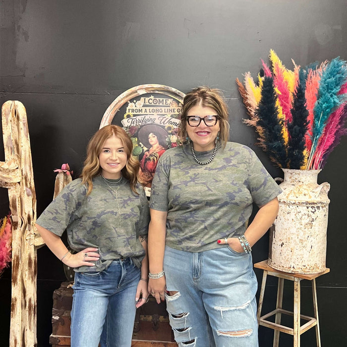 Boxy Vintage Camo Crop Top - Country Lace Boutique