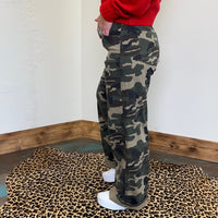 Camo Mid Rise Fit Straight Wide Risen Jeans - Country Lace Boutique