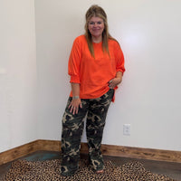 Camo Mid Rise Fit Straight Wide Risen Jeans - Country Lace Boutique