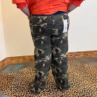 Camo Mid Rise Fit Straight Wide Risen Jeans - Country Lace Boutique