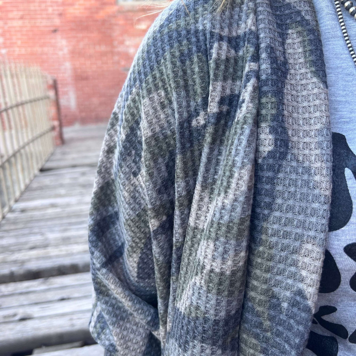 Camo Waffle Dolman Cardigan - Country Lace Boutique