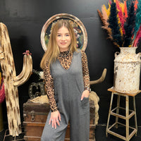 Charcoal Gray Sleeveless Romper Jumpsuit w/ Pockets - Country Lace Boutique