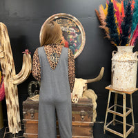 Charcoal Gray Sleeveless Romper Jumpsuit w/ Pockets - Country Lace Boutique