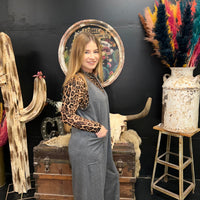 Charcoal Gray Sleeveless Romper Jumpsuit w/ Pockets - Country Lace Boutique