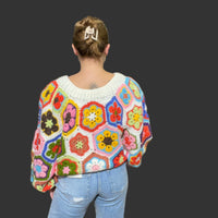 Crochet Flower Crop Sweater - Country Lace Boutique