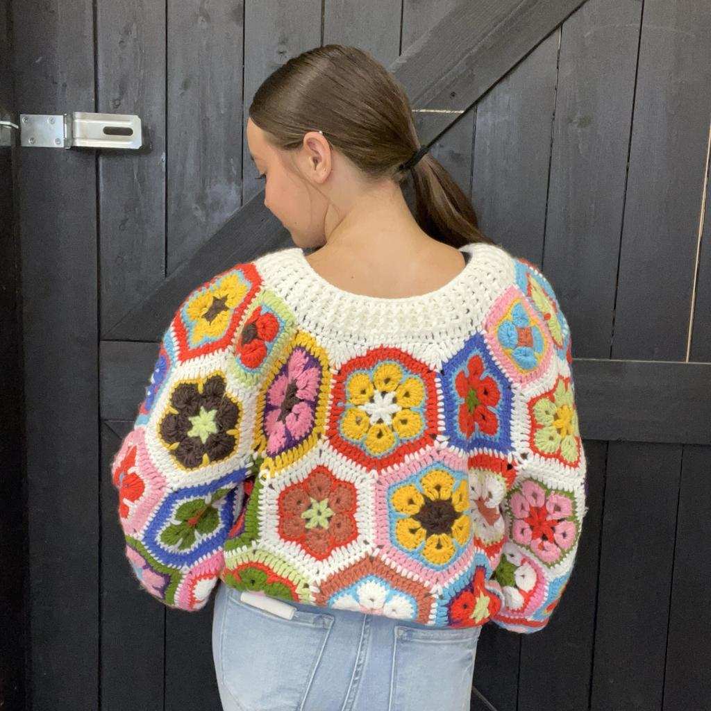 Crochet Flower Crop Sweater - Country Lace Boutique