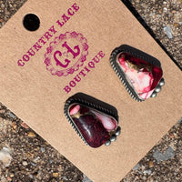 Dahlia Rose Triangle W/ Ball Detail Post Genuine Sterling Silver Earring - Country Lace Boutique