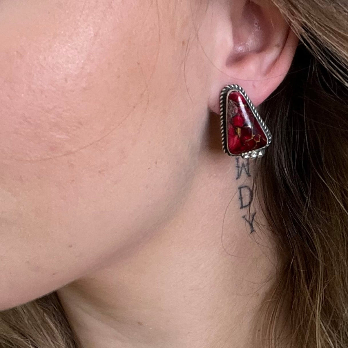 Dahlia Rose Triangle W/ Ball Detail Post Genuine Sterling Silver Earring - Country Lace Boutique