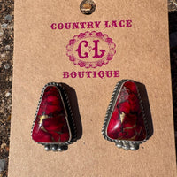 Dahlia Rose Triangle W/ Ball Detail Post Genuine Sterling Silver Earring - Country Lace Boutique