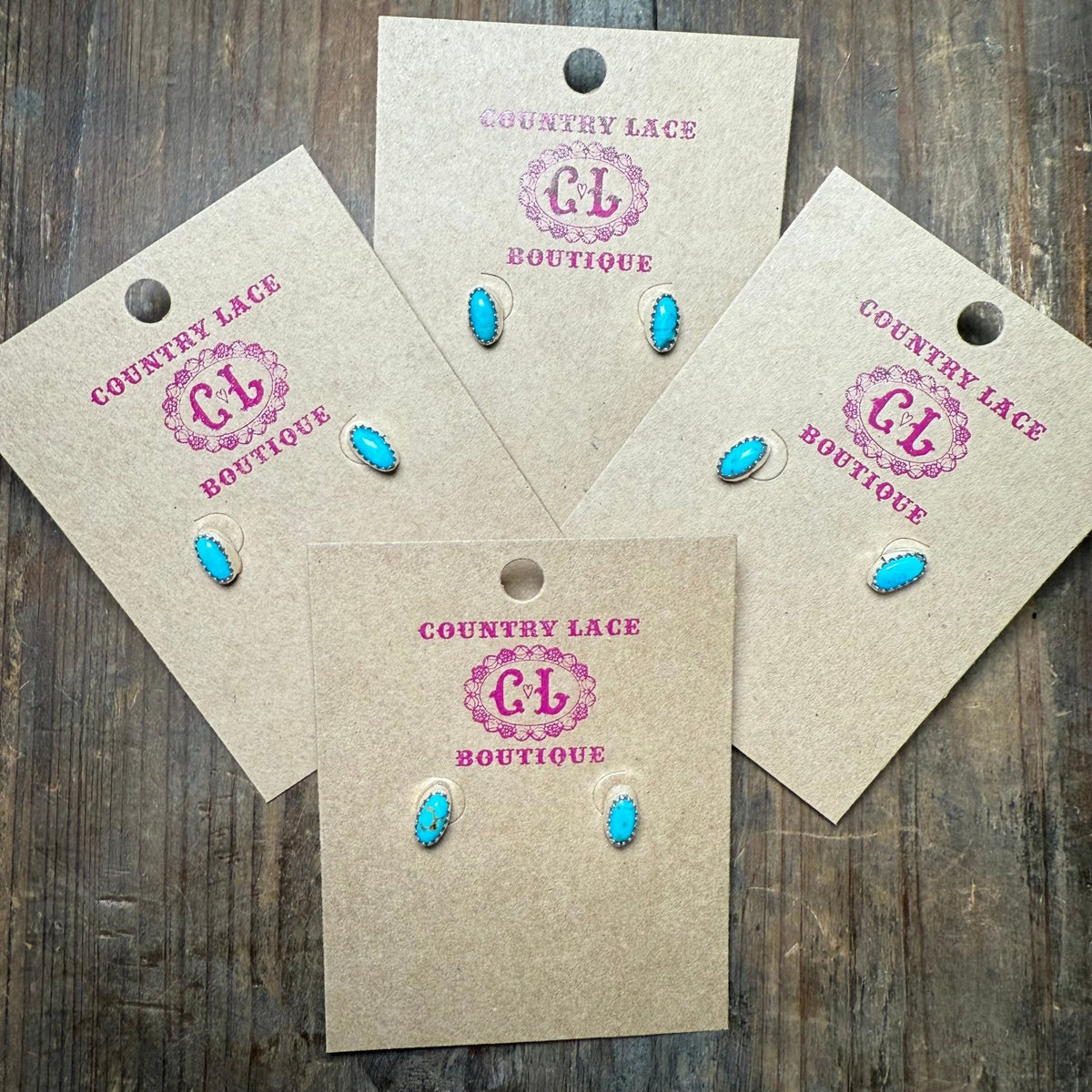 Dainty Oval Turquoise Stud Post Sterling Silver Earring - Country Lace Boutique