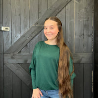 Dark Green Dolman 3/4 Sleeve Shirt - Country Lace Boutique