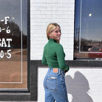 Dark Green Mock Turtle Neck Bodysuit Top - Country Lace Boutique