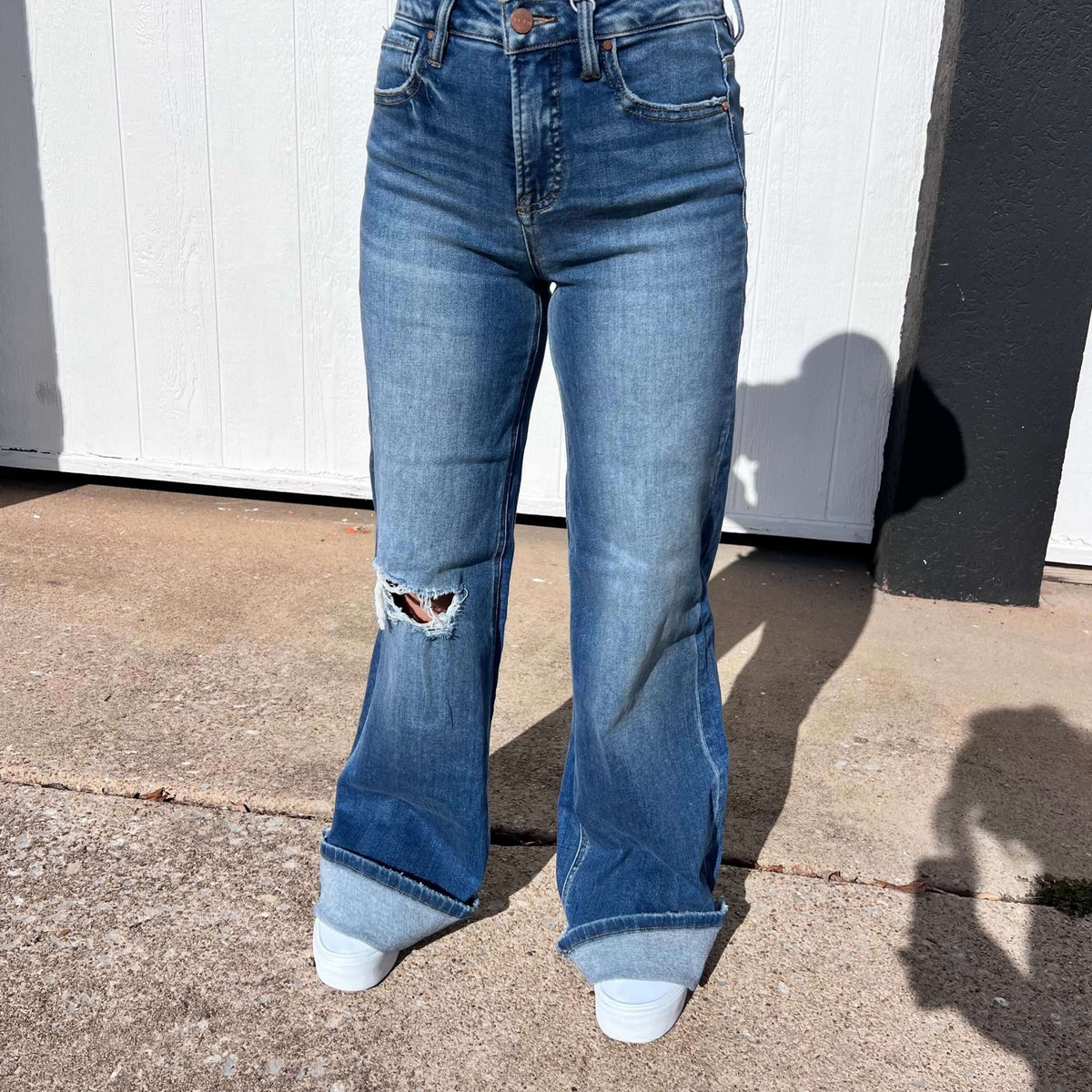 Dark Risen Trouser with Holes Leg Jeans - Country Lace Boutique