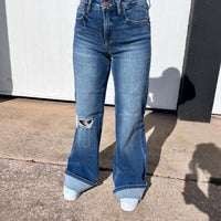 Dark Risen Trouser with Holes Leg Jeans - Country Lace Boutique