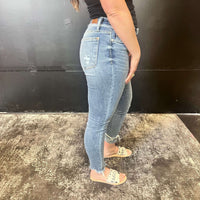 Lightwash Distressed Bottom Judy Blue Skinny Jeans - Country Lace Boutique