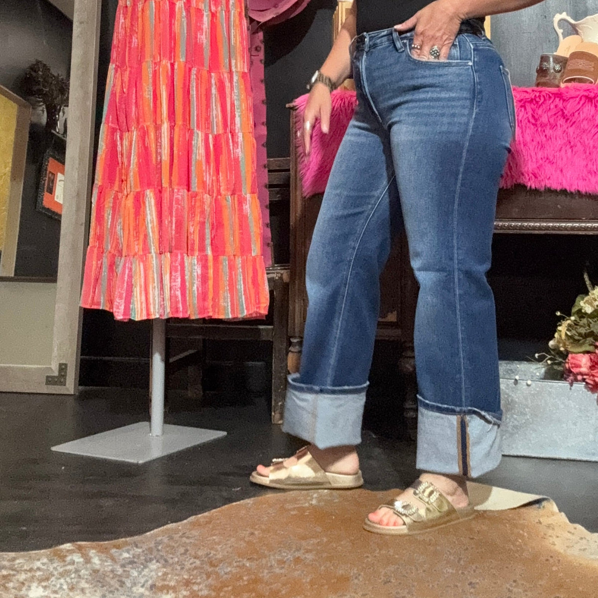 Medium Wash High - Rise Straight Risen Jeans - Country Lace Boutique