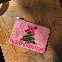 Merry Christmas Beaded Coin Wallet - Country Lace Boutique