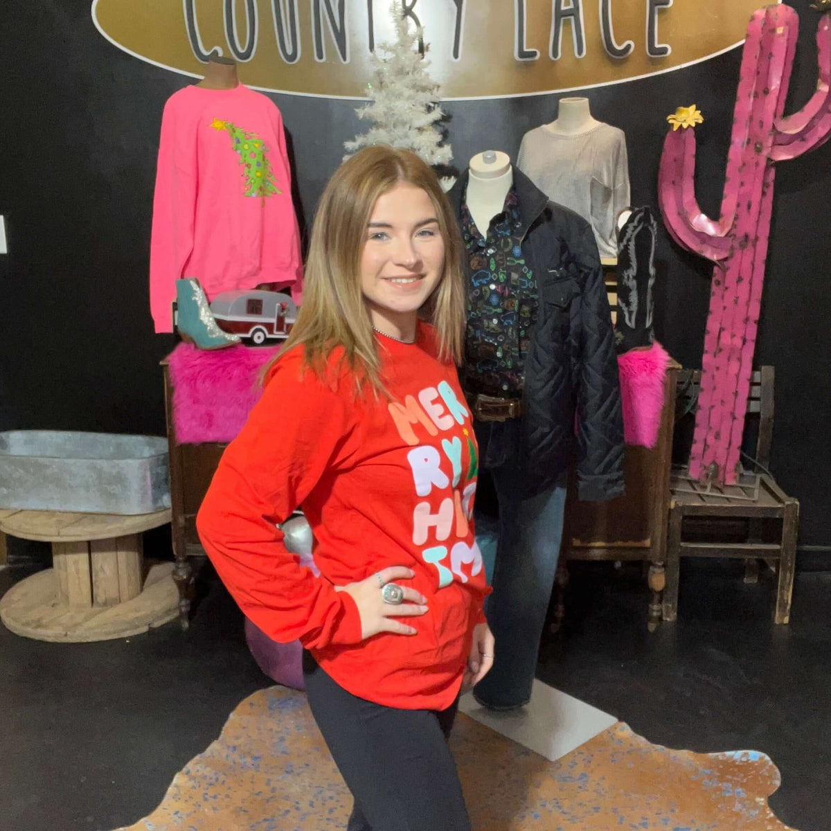 Merry Christmas Longsleeve T-Shirt - Country Lace Boutique