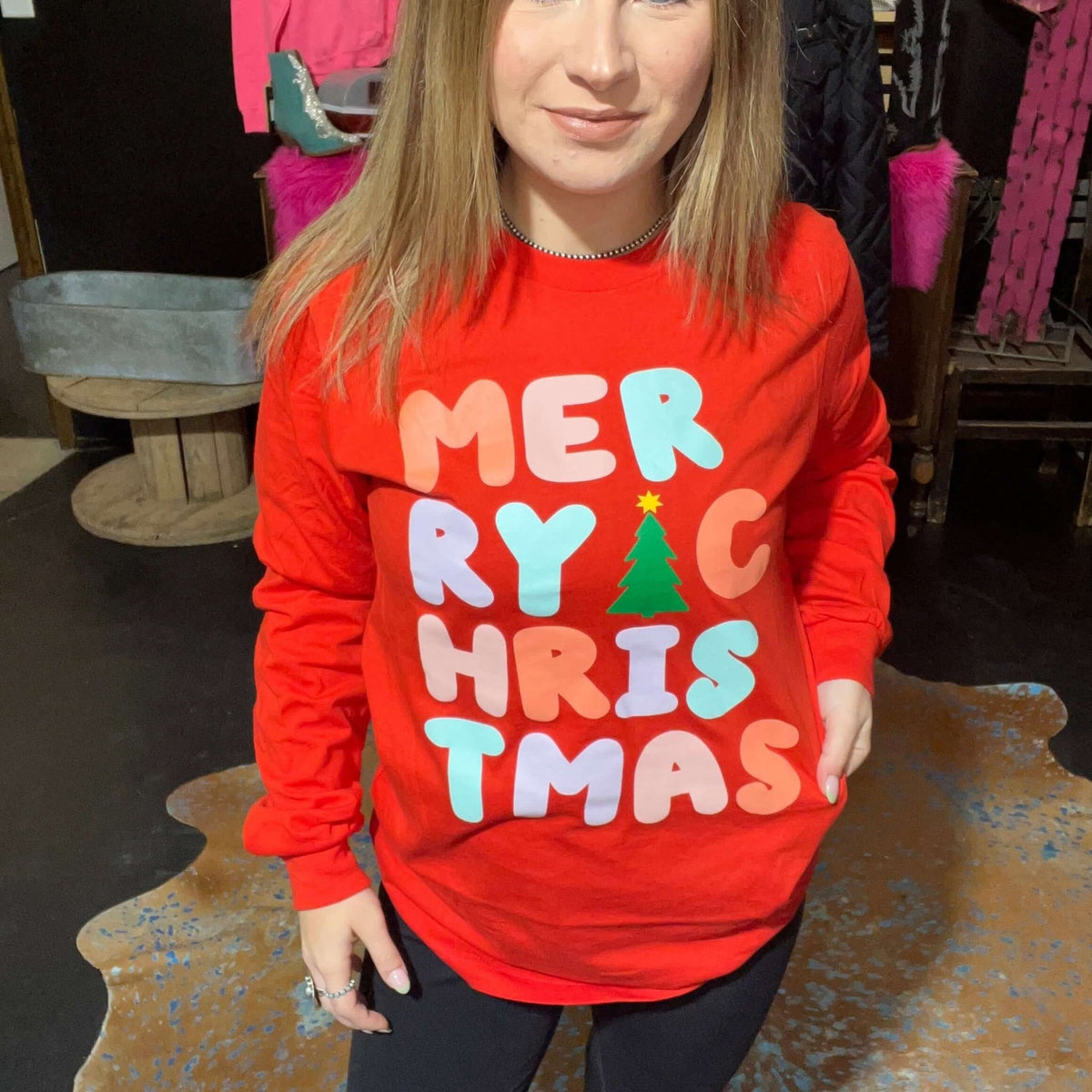 Merry Christmas Longsleeve T-Shirt - Country Lace Boutique