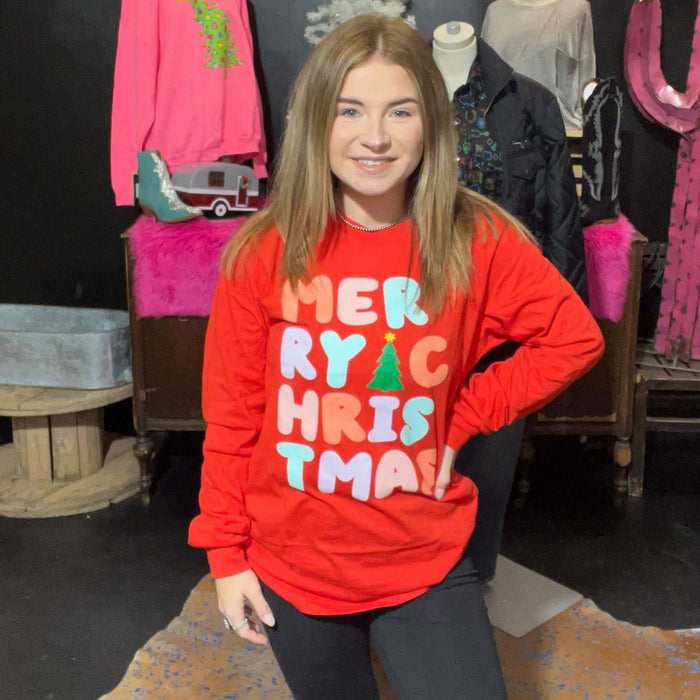 Merry Christmas Longsleeve T-Shirt - Country Lace Boutique