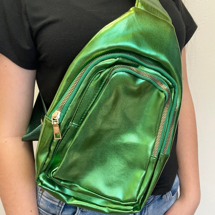 Metallic Green Cross Body Sling Purse - Country Lace Boutique
