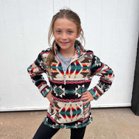 Natural Powder River Aztec Printed Fleece Pullover | youth large - Country Lace Boutique